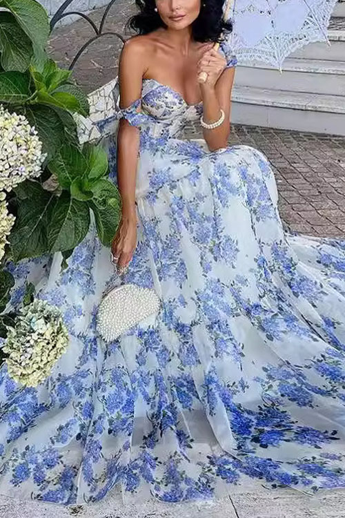 Kathiadress Floral Off-Shoulder Strap Swing Dress