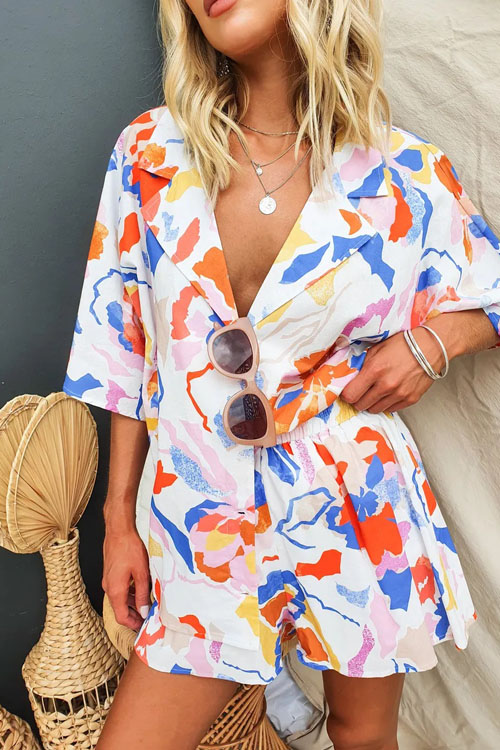 Kathiadress Vacation Style Lapel Casual Suit