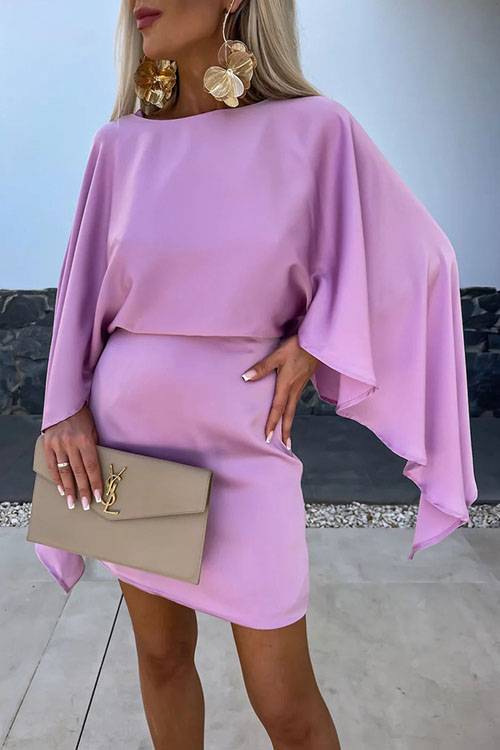 Kathiadress Satin Batwing Sleeve Dress