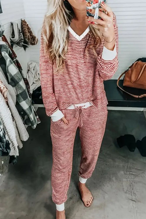 Kathiadress Striped Loungewear Casual Set