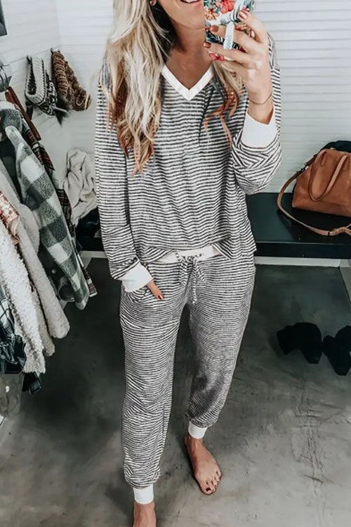 Kathiadress Striped Loungewear Casual Set