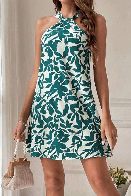 Kathiadress Backless Ruffled Halter Neck Dress