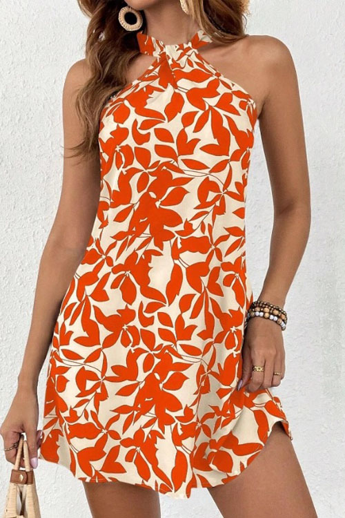 Kathiadress Backless Ruffled Halter Neck Dress
