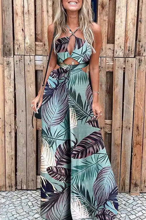 Kathiadress Digital Printed Beach Jumpsuit
