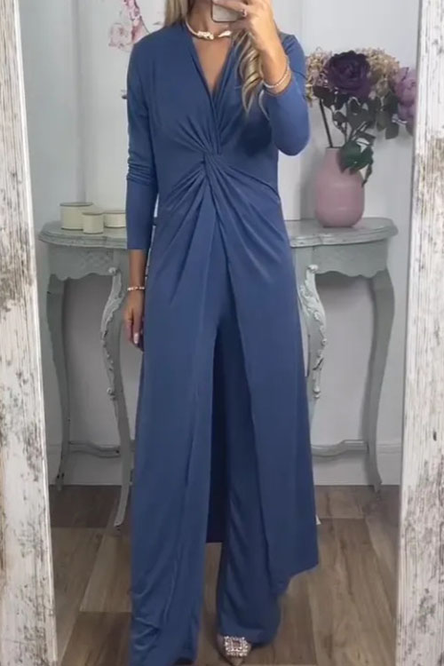 Kathiadress Casual Loose Twisted Long Pants Two-Piece Set