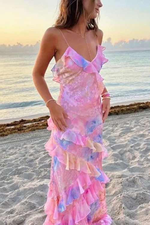 Kathiadress Mermaid Wave Edge Halterneck Dress