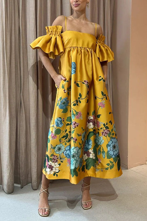 Kathiadress Off-the-Shoulder Pocket Casual Dress
