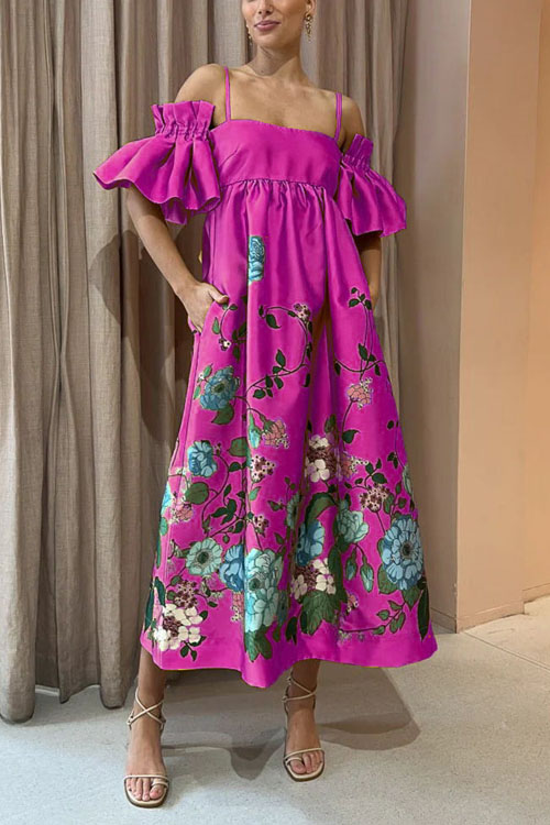 Kathiadress Off-the-Shoulder Pocket Casual Dress