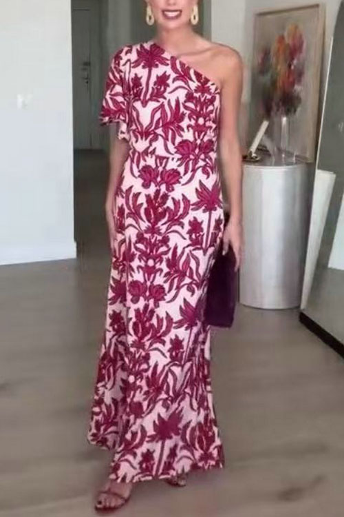 Kathiadress Fashion one shoulder printed dress