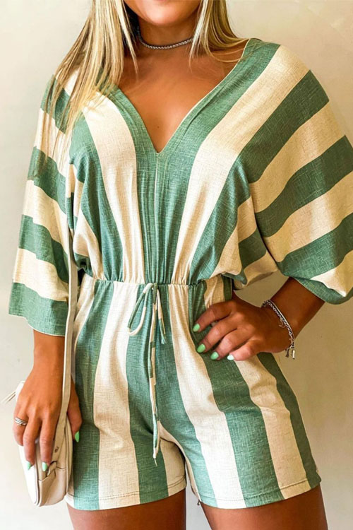 Kathiadress Waist-Tied V-Neck Batwing Jumpsuit