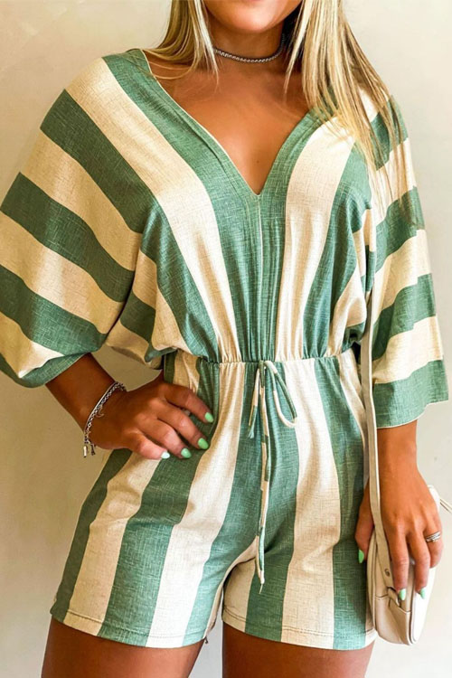 Kathiadress Waist-Tied V-Neck Batwing Jumpsuit