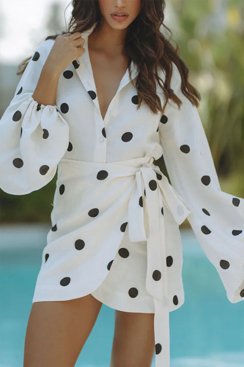 Kathiadress Printed Polka Dot Casual Loose Shorts Two-Piece Set