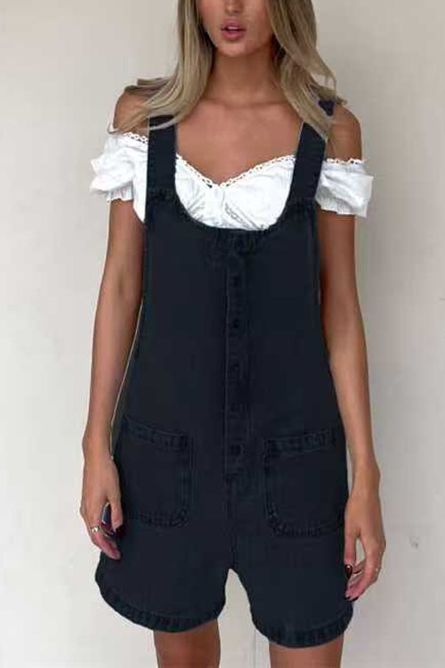 Kathiadress  slim straight one-piece denim Overalls rompers