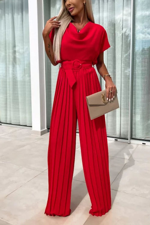 Kathiadress Casual wide-leg pleated jumpsuit