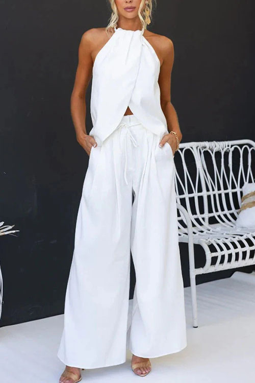 Kathiadress Halter vest top and wide-leg pants 2 sets