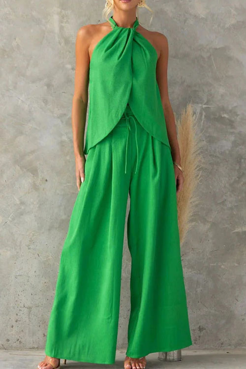 Kathiadress Halter vest top and wide-leg pants 2 sets