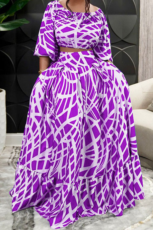 Kathiadress Elegant Printed Skirt Fashion Set