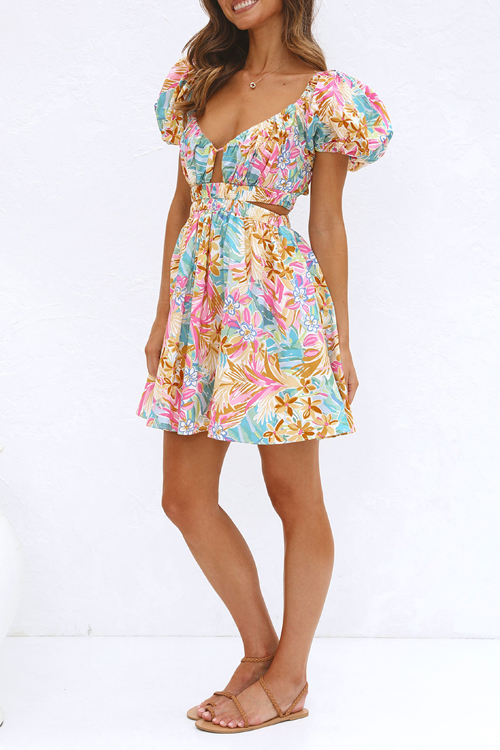 Kathiadress Deep V-Neck Tie-Back Summer Dress