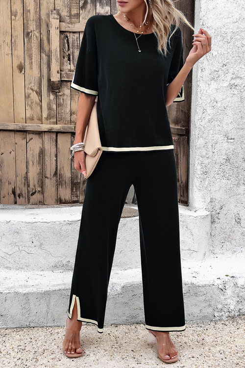 Kathiadress Elegant Casual Short Sleeve Knit Set