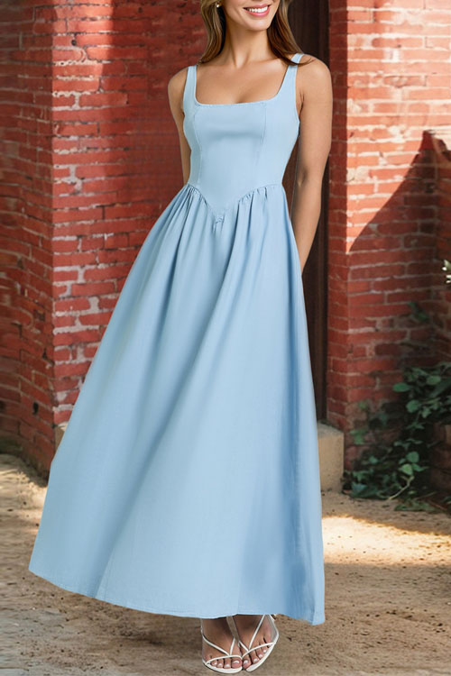 Kathiadress  Waist-hugging elegant solid color long dress