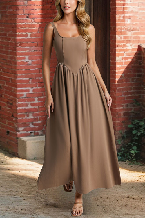 Kathiadress  Waist-hugging elegant solid color long dress