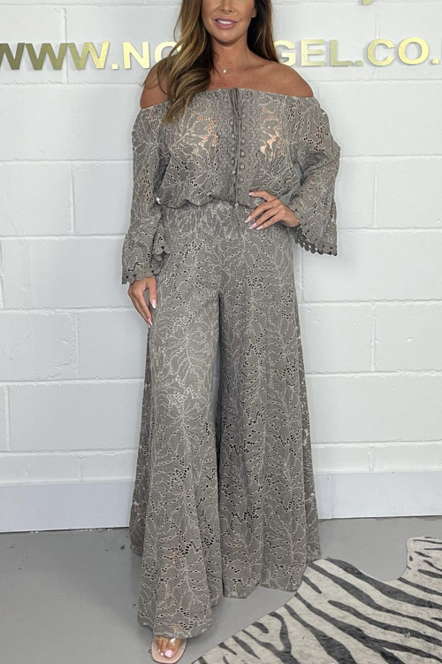 Kathiadress Lace Top and Pants Fashion Set