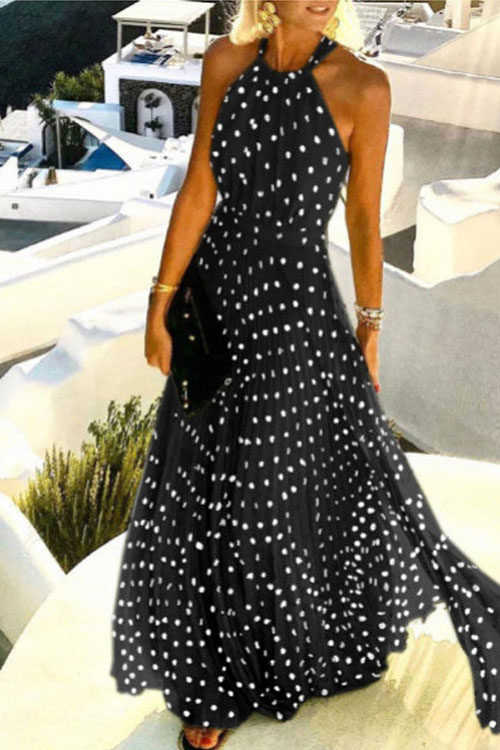 Kathiadress  Summer Resort Print Pleated Dress
