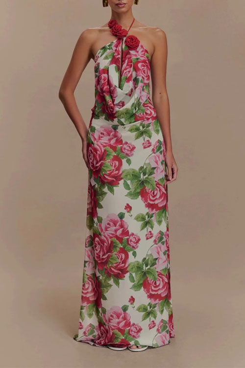 Kathiadress  hanging 3D flowers Fashion dress 