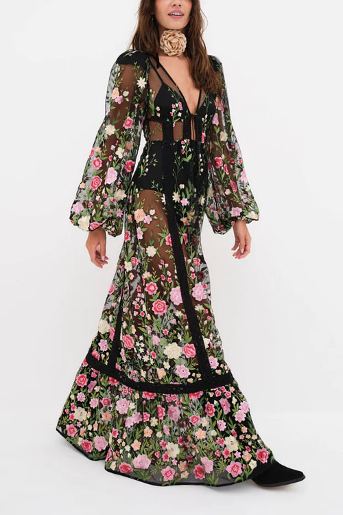 Kathiadress Daisy Floral Robe Dress