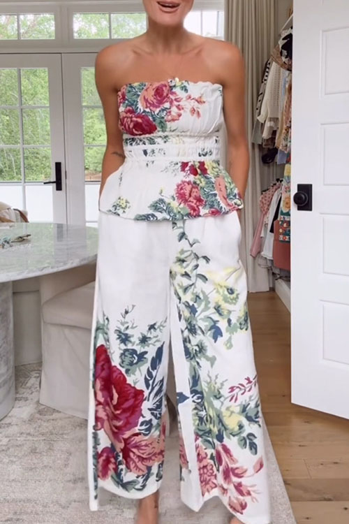 Kathiadress Floral print sleeveless suit