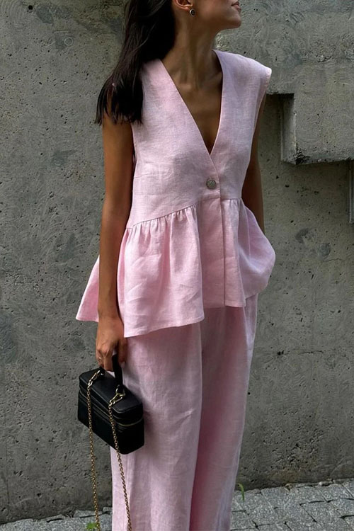 Kathiadress Vest solid color two piece set
