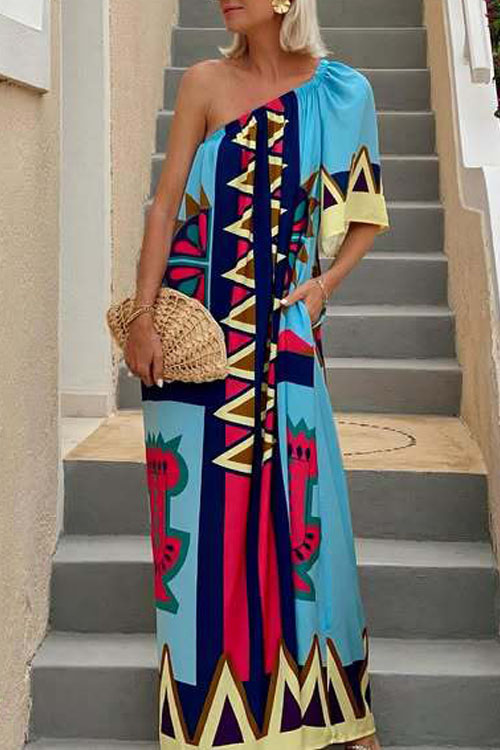Kathiadress Printed off-shoulder holiday dress