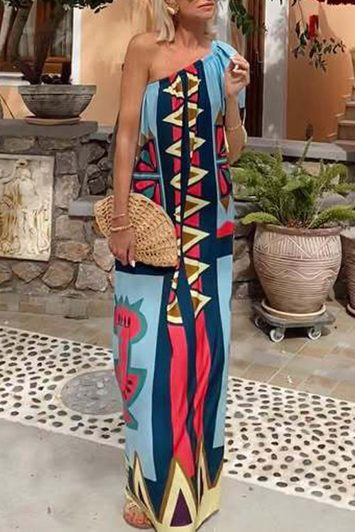 Kathiadress Printed off-shoulder holiday dress