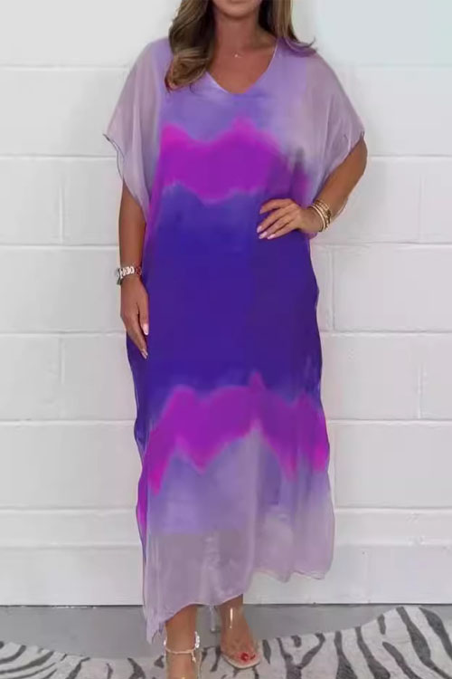 Kathiadress Chiffon casual colorblock dress