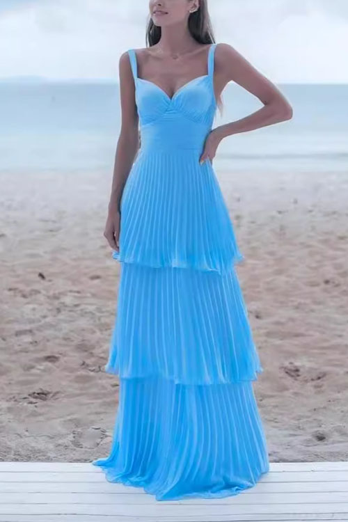 Kathiadress Fairy Multi-layered Ruffled Spaghetti Strap Dress