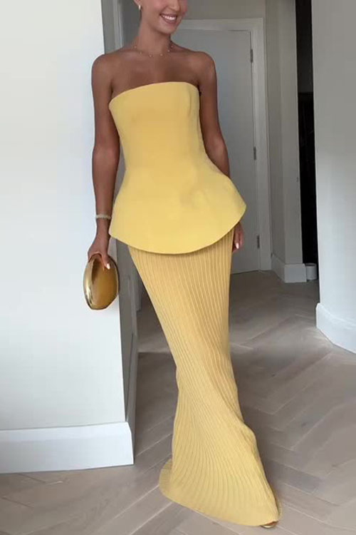 Kathiadress Tube Top Hip Skirt Pure Desire Two-piece Set