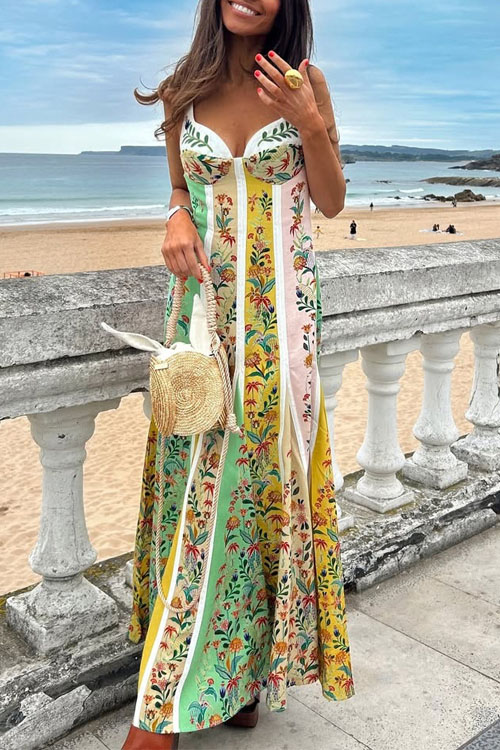 Kathiadress Floral Linen Print Dress