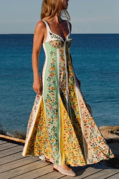 Kathiadress Floral Linen Print Dress