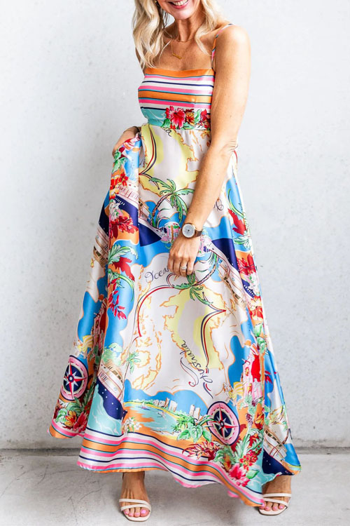  Kathiadress High Waist Printed Resort Dress