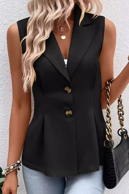 Kathiadress Solid Color Blazer Vest Top
