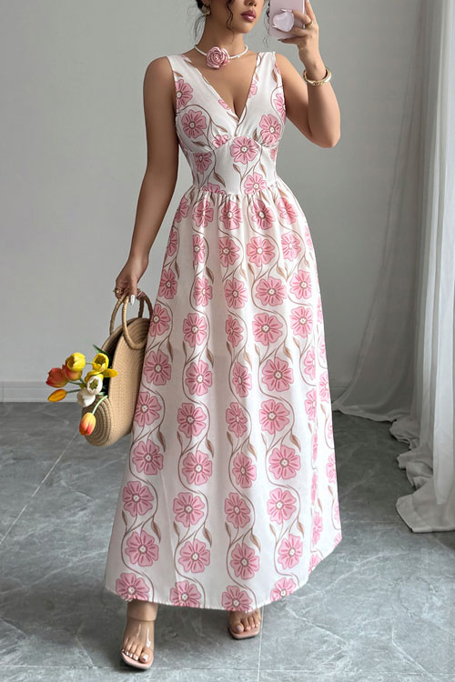 Kathiadress Elegant printed long waist dress