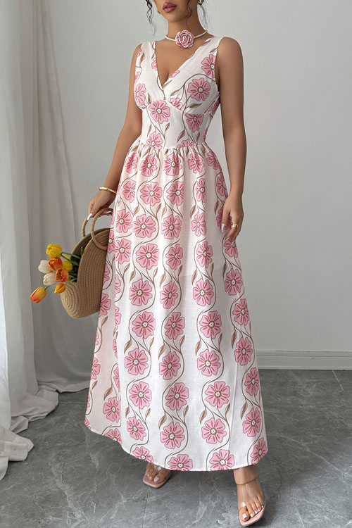 Kathiadress Elegant printed long waist dress