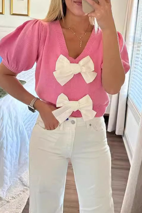 Kathiadress Double Bow Solid Color Top