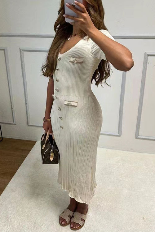 Kathiadress  New Short Sleeve V Neck Dress
