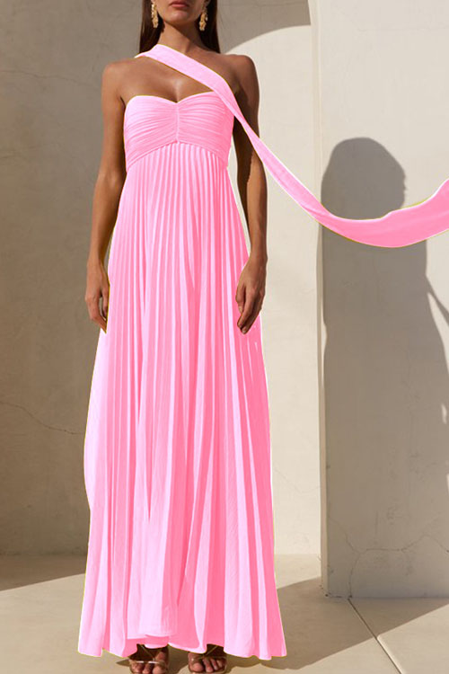 Kathiadress Fashionable sleeveless pleated tube top dress