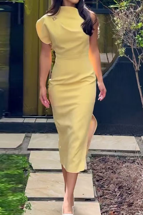 Kathiadress Sleeveless slim fit slit dress