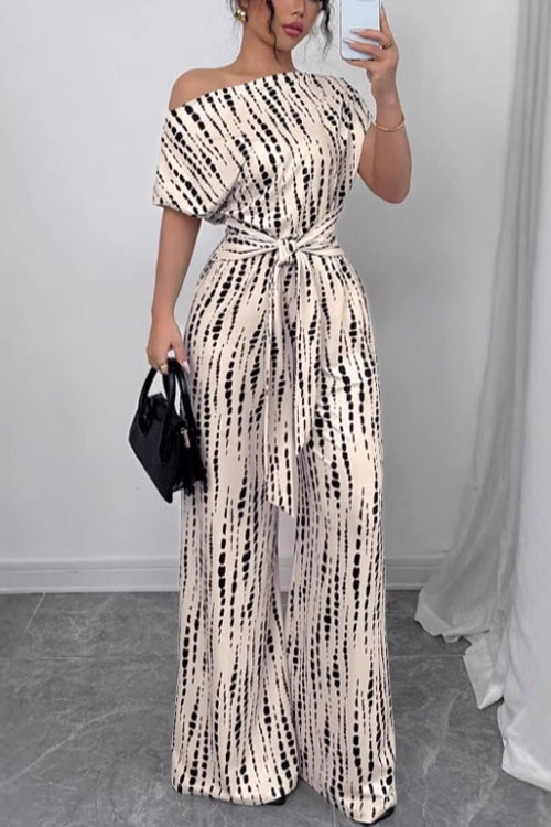 Kathiadress  Summer vacation style off-shoulder strappy jumpsuit  