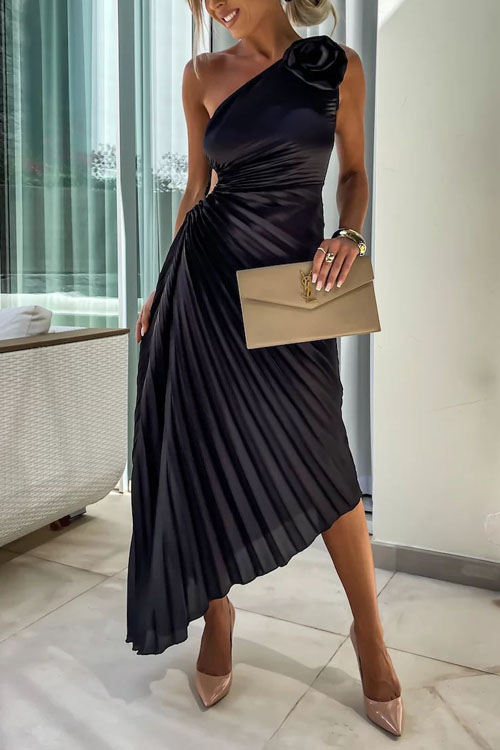 Kathiadress Off-shoulder pleated hollow dress
