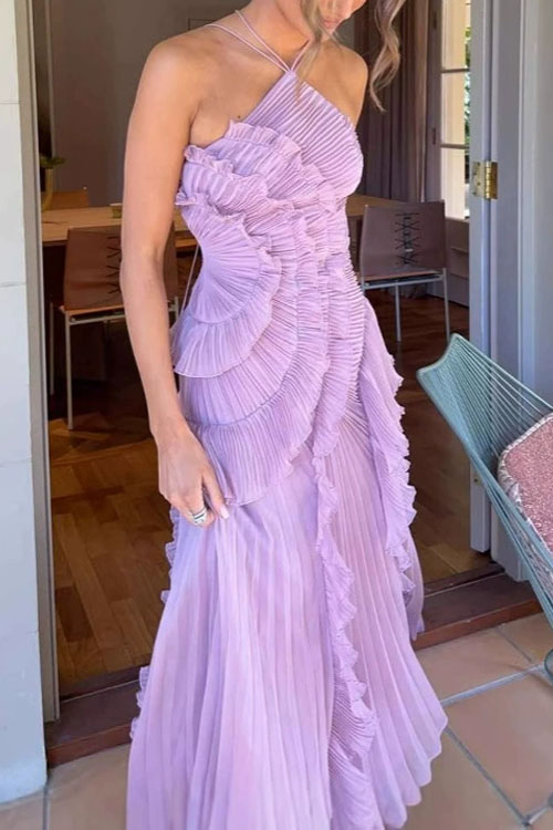 Kathiadress  Ruffled design slim long DRESS