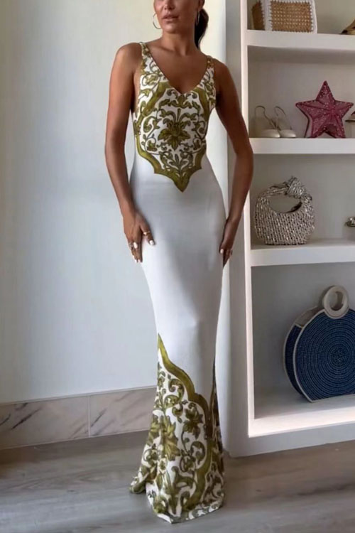 Kathiadress Floral Print Bohemian Resort Dress